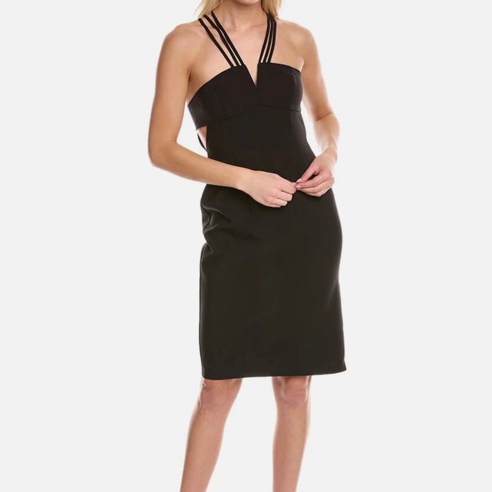 New Aiden Mattox Black Strappy Midi Dress Size 4